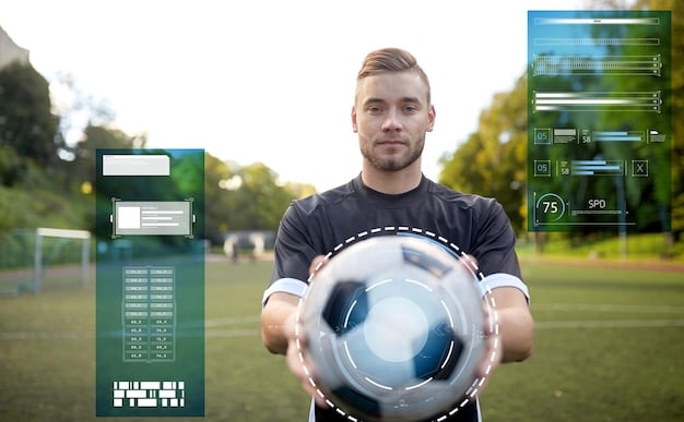 An AI dashboard showing a Brazilian soccer team's performance metrics, injury risk assessments, and personalized training recommendations. The interface is modern and data-rich.