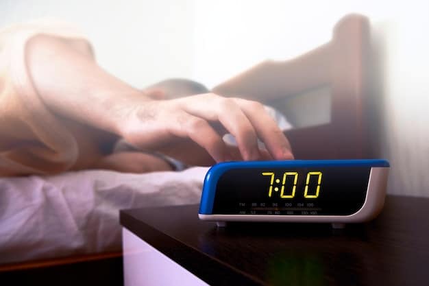 A digital clock displaying a consistent bedtime, highlighting the importance of regular sleep hours for quality rest and productivity.