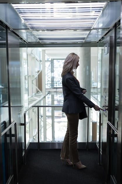 A person using stairs instead of an elevator