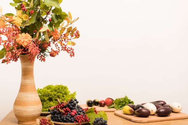 A kitchen counter with various colorful fruits and vegetables arranged neatly, highlighting the vibrancy and freshness of the produce, with natural light streaming in.