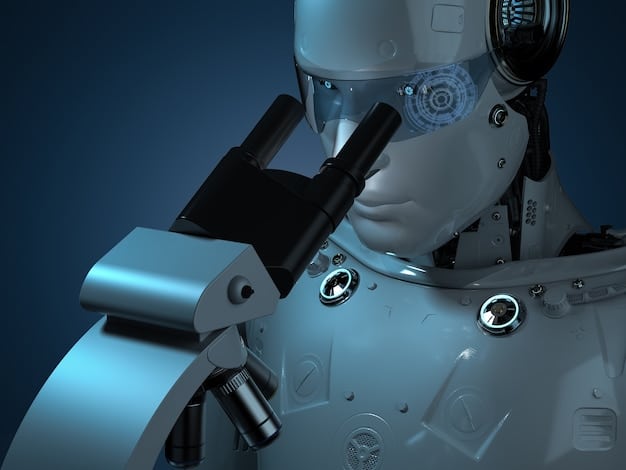 A close-up of a collaborative robot arm assembling small electronic components with precision. A human worker is nearby, assisting by providing components and inspecting the work. The background shows a clean and organized assembly line.