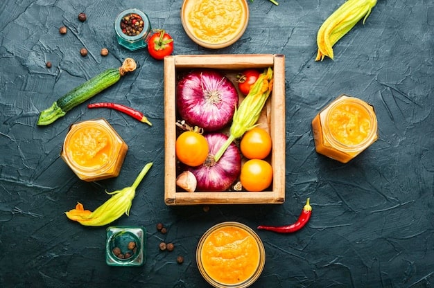 A top-down shot showcases a vibrant assortment of freshly harvested Brazilian native ingredients spread across a woven mat. The assortment includes various colorful fruits, leafy greens, nuts, and seeds, each displaying unique textures and patterns. The composition highlights the diversity and abundance of Brazil's natural resources.