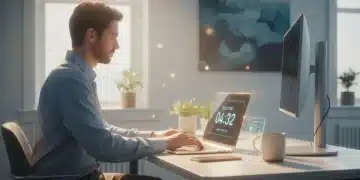 Person applying the 15-minute rule to boost focus and reduce screen fatigue