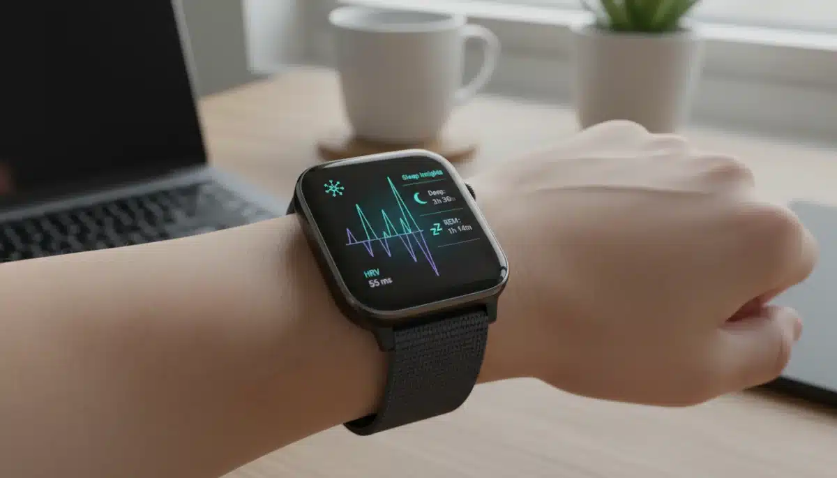 AI smartwatch displaying real-time health data for proactive monitoring.