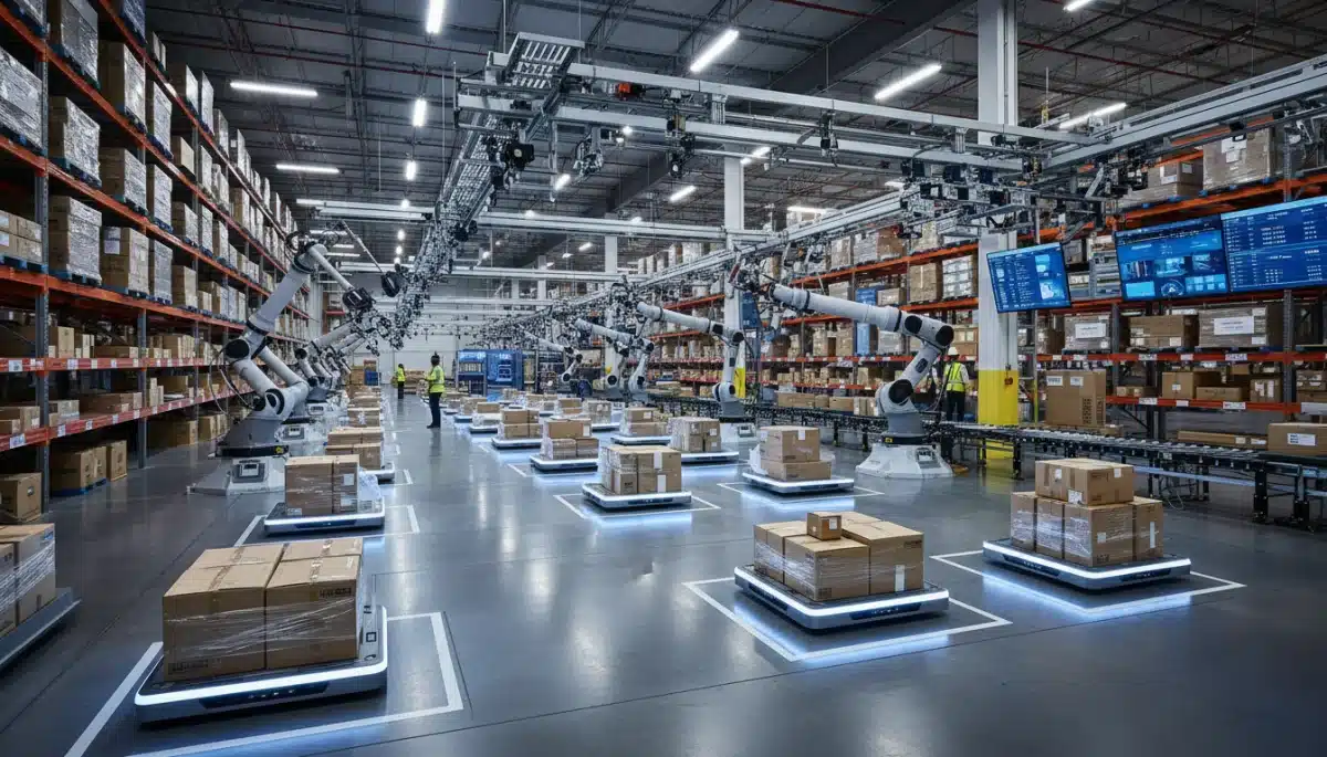 Automated logistics and supply chain operations in a US warehouse