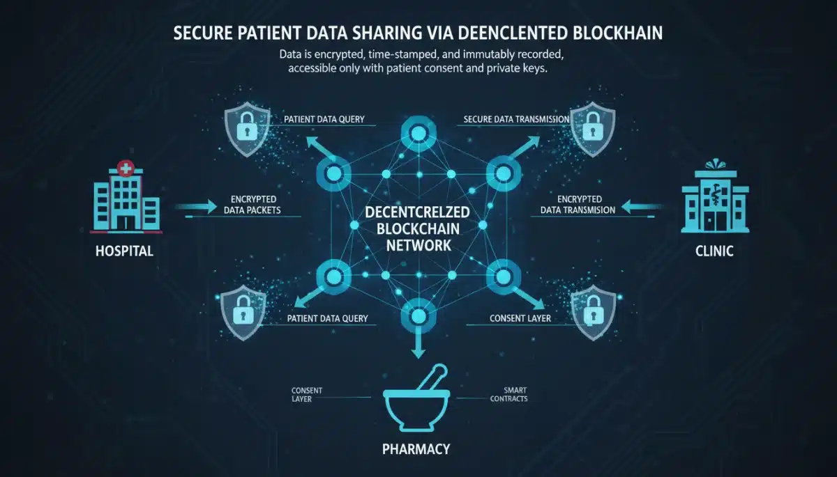 Decentralized blockchain network improving data sharing in healthcare
