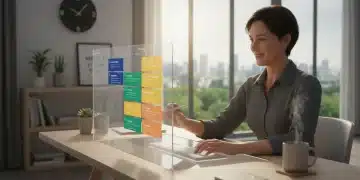 Person effectively organizing a digital calendar with color-coded time blocks for enhanced productivity.