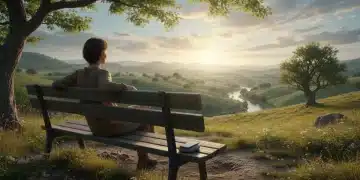 Person enjoying nature without phone, practicing digital minimalism