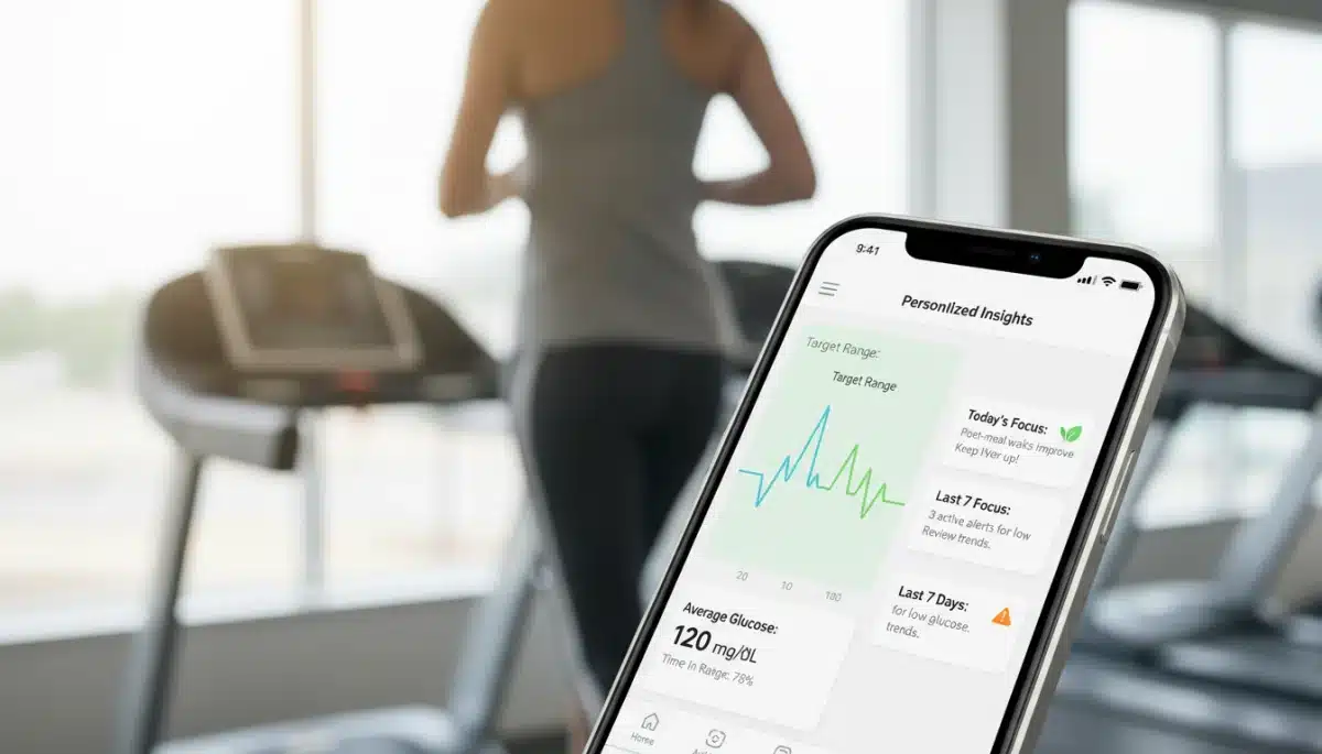 Digital therapeutic app displaying personalized health data and progress tracking for chronic disease management.