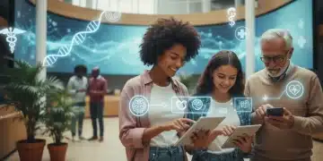 Patients using FDA-approved digital therapeutic apps for health management in a modern clinical setting, symbolizing innovation in healthcare.