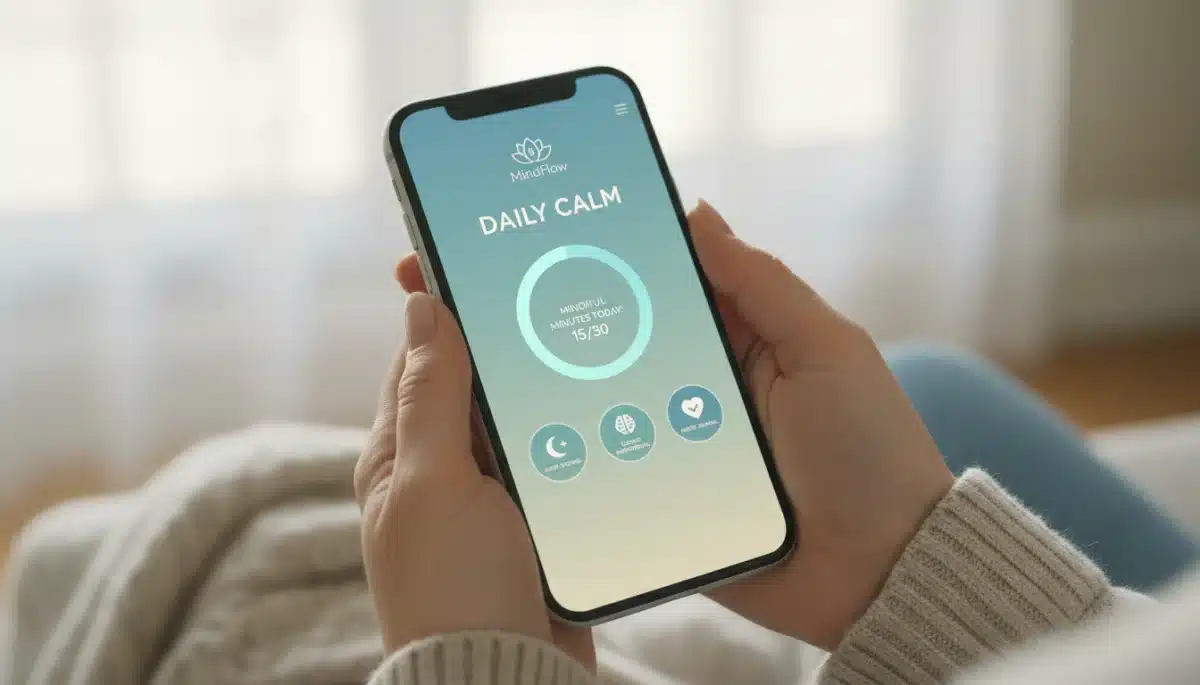 Mental wellness app on smartphone screen