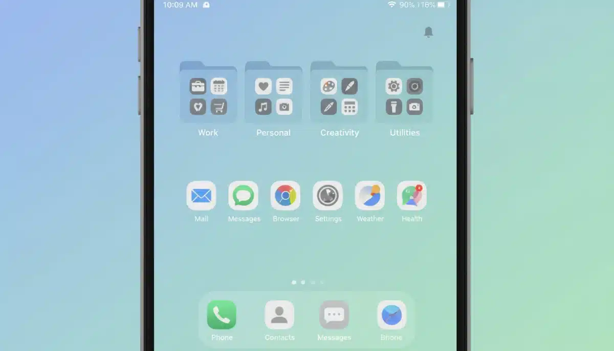 Organized smartphone screen with minimal apps
