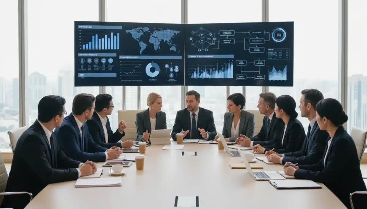 Policymakers and tech experts discussing AI regulation and ethical frameworks
