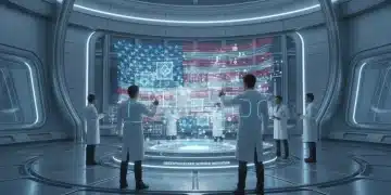 Futuristic lab with blockchain data for decentralized science in U.S.