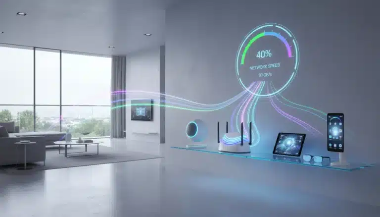 Futuristic home network setup with enhanced Wi-Fi and high-speed connections