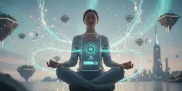 Person using a digital well-being app for meditation and mental peace
