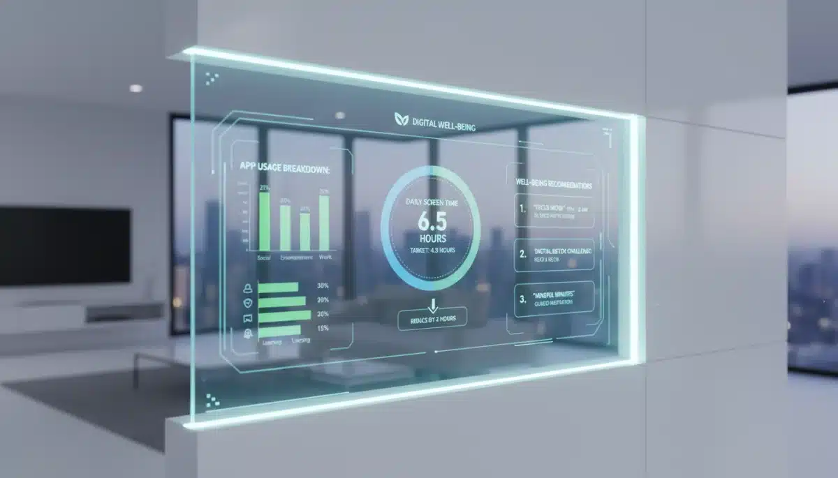 Smart home interface showing screen time reduction goals